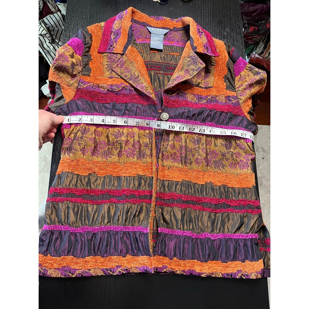 Vintage Multicolor Boho Patchwork and Chenille 3/4 length sleeve jacket - Picture 6 of 8